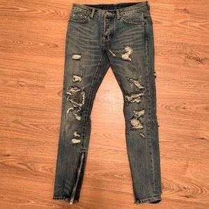 MNML LA Shotgun Destroyed M-Style Denim Jeans 29”x31”